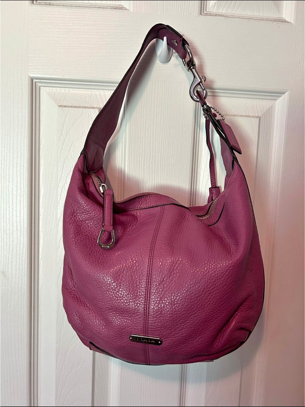 Coach Pebbled Leather Shoulder Bag in Raspberry Pink